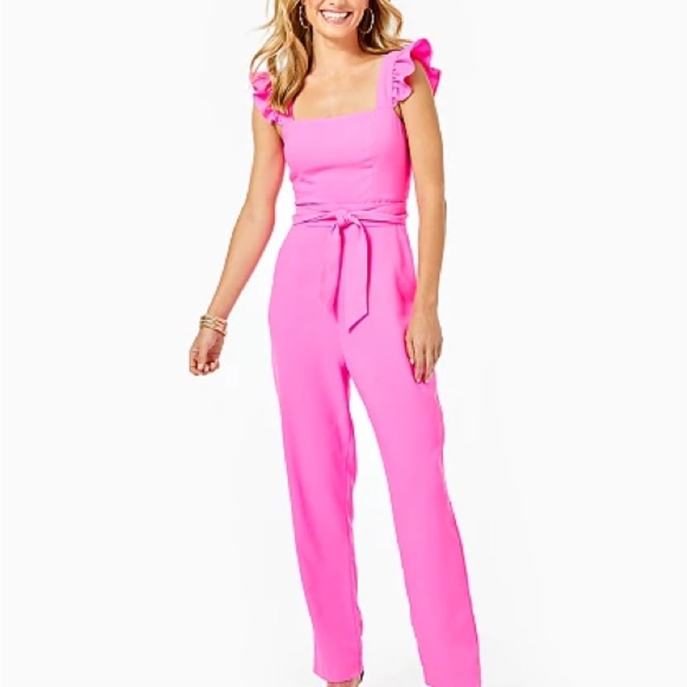 Lilly Pulitzer Eppley Ruffle jumpsuit in Prosecco pink